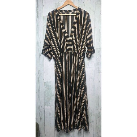 Uma and Leopold Anita Striped Midi Kaftan Dress Sz. XL - Picture 3 of 10